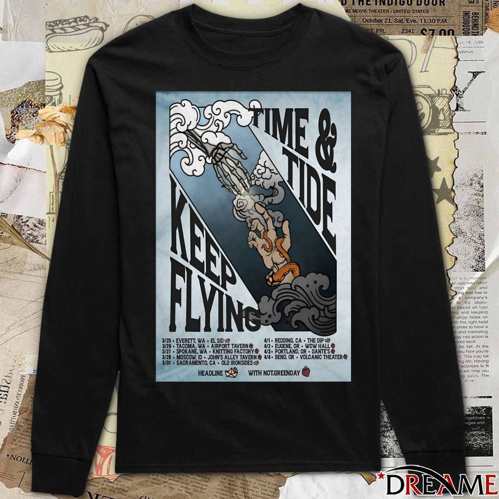 Poster Keep Flying Time And Tide 2026 March – April Spring Tour t-shirt