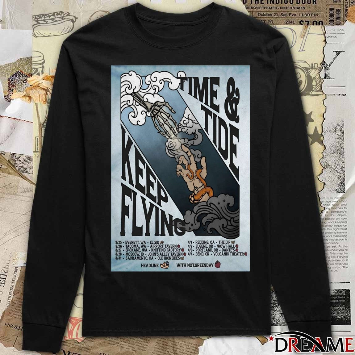 Poster Keep Flying Time And Tide 2026 March – April Spring Tour t-shirt