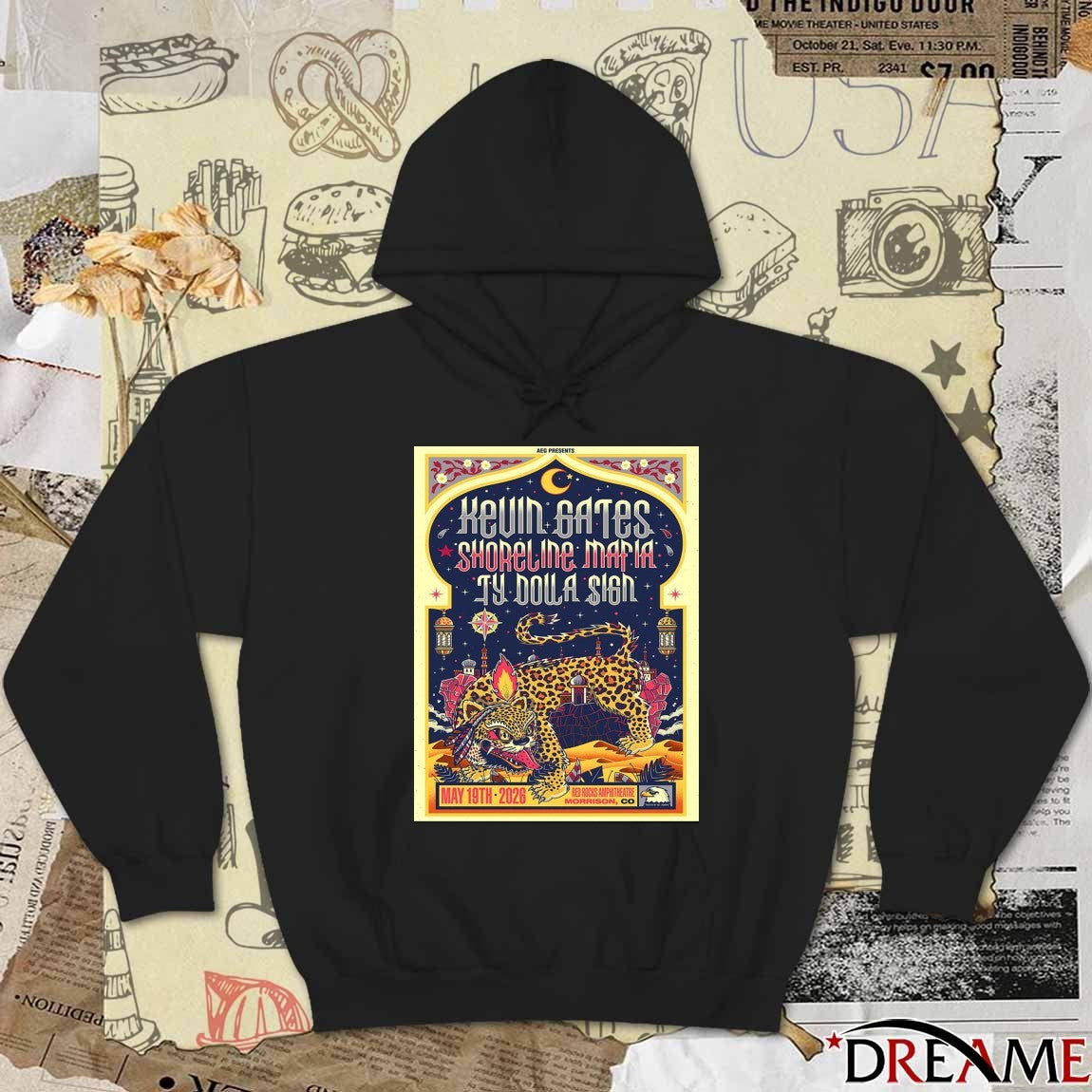 Poster Kevin Gates With Shoreline Mafia And Ty Dolla Sign Red Rocks Amphitheatre 2026 Morrison CO May 19 t-shirt