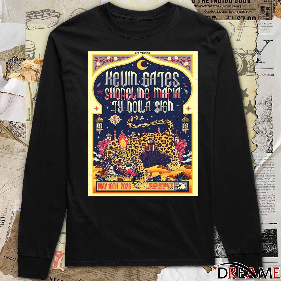 Poster Kevin Gates With Shoreline Mafia And Ty Dolla Sign Red Rocks Amphitheatre 2026 Morrison CO May 19 t-shirt