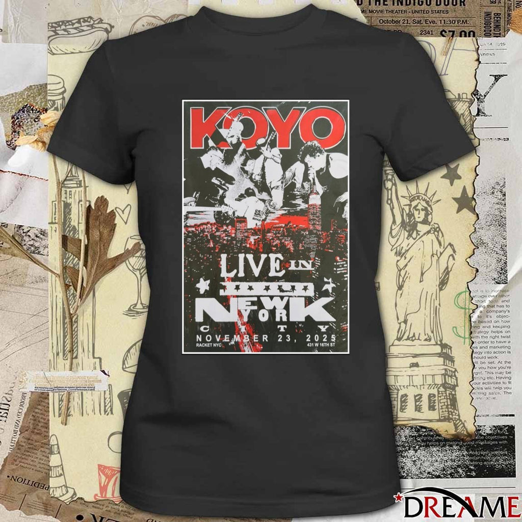 Poster Koyo Stony Brook New York November 23 2025 Concert t-shirt