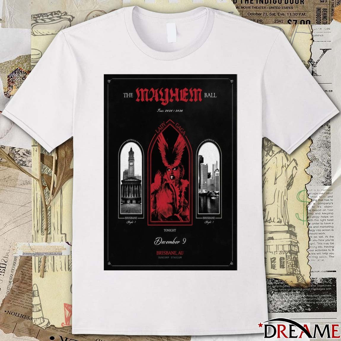 Poster Lady Gaga December 9 2025 In Brisbane AUS Suncorp Stadium t-shirt