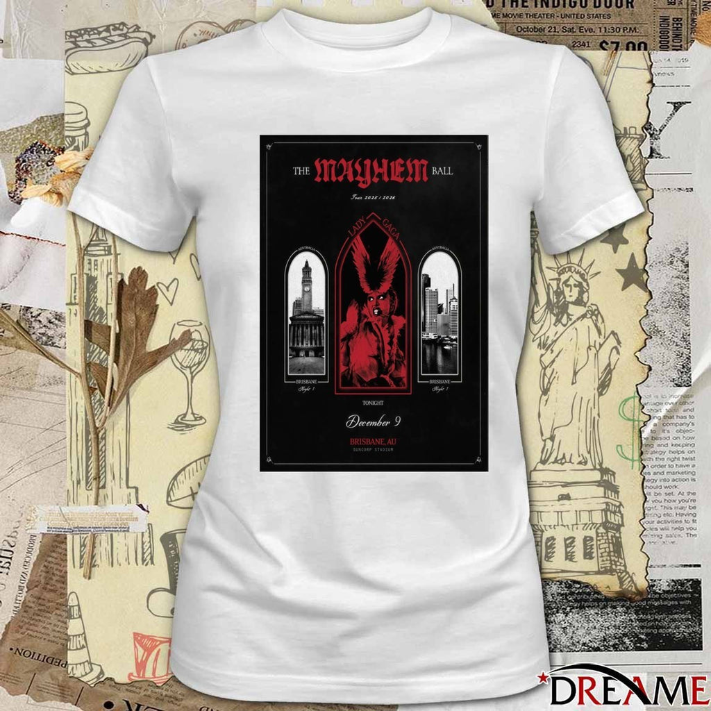 Poster Lady Gaga December 9 2025 In Brisbane AUS Suncorp Stadium t-shirt
