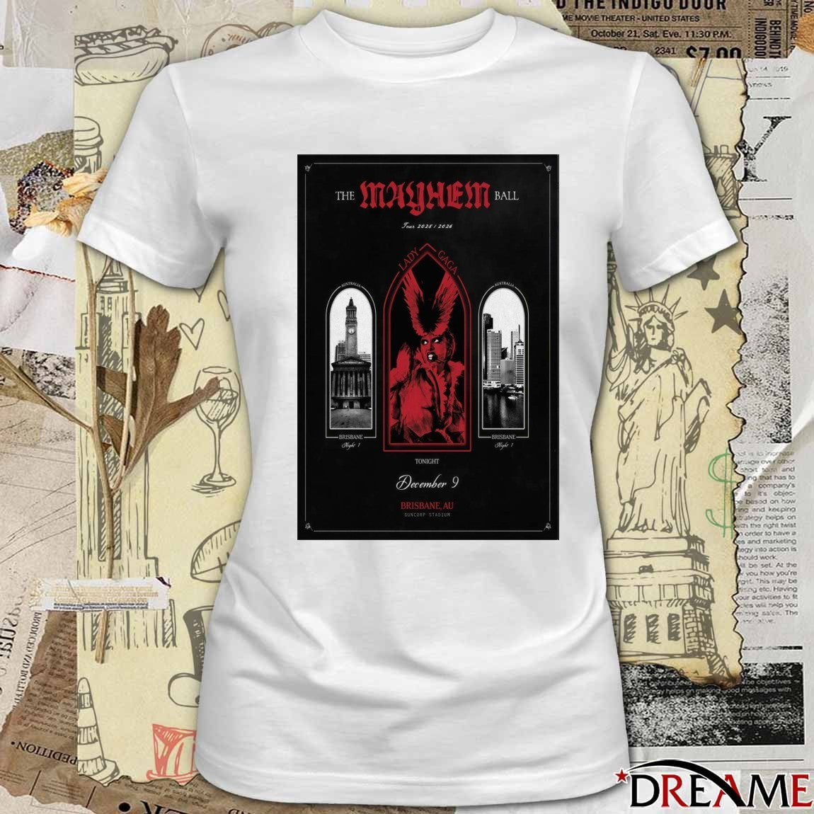 Poster Lady Gaga December 9 2025 In Brisbane AUS Suncorp Stadium t-shirt