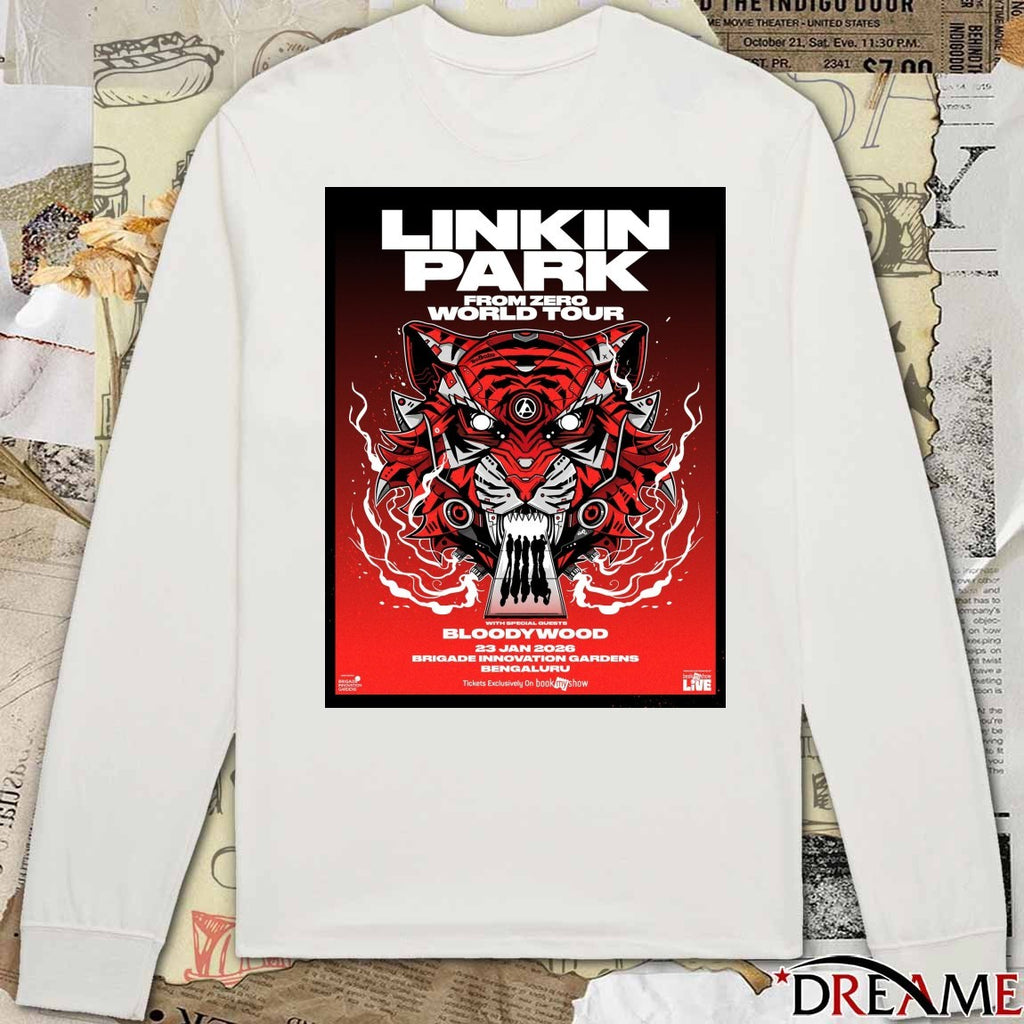 Poster Linkin Park From Zero World Tour Bloody Wood January 23 2026 Brigade Innovation Gardens Bengaluru t-shirt