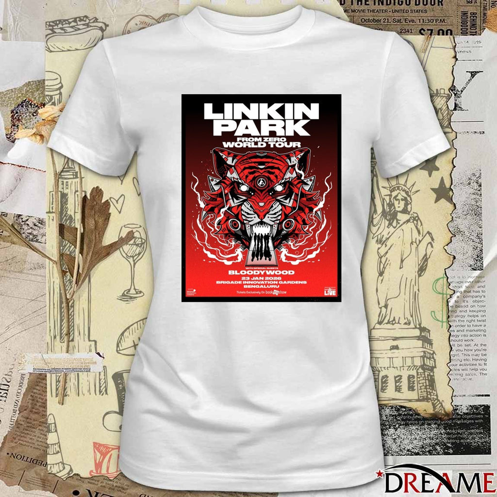 Poster Linkin Park From Zero World Tour Bloody Wood January 23 2026 Brigade Innovation Gardens Bengaluru t-shirt
