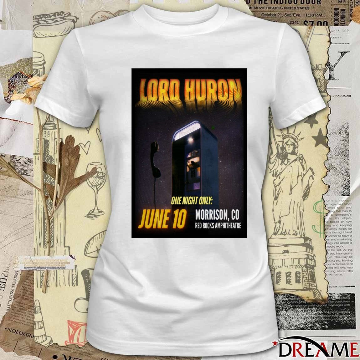 Poster Lord Huron June 10 2026 Red Rocks Amphitheatre Morrison CO t-shirt