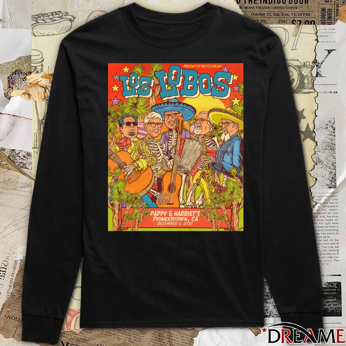 Poster Los Lobos Pappy And Harriet’s On December 6 2025 In Pioneertown CA t-shirt