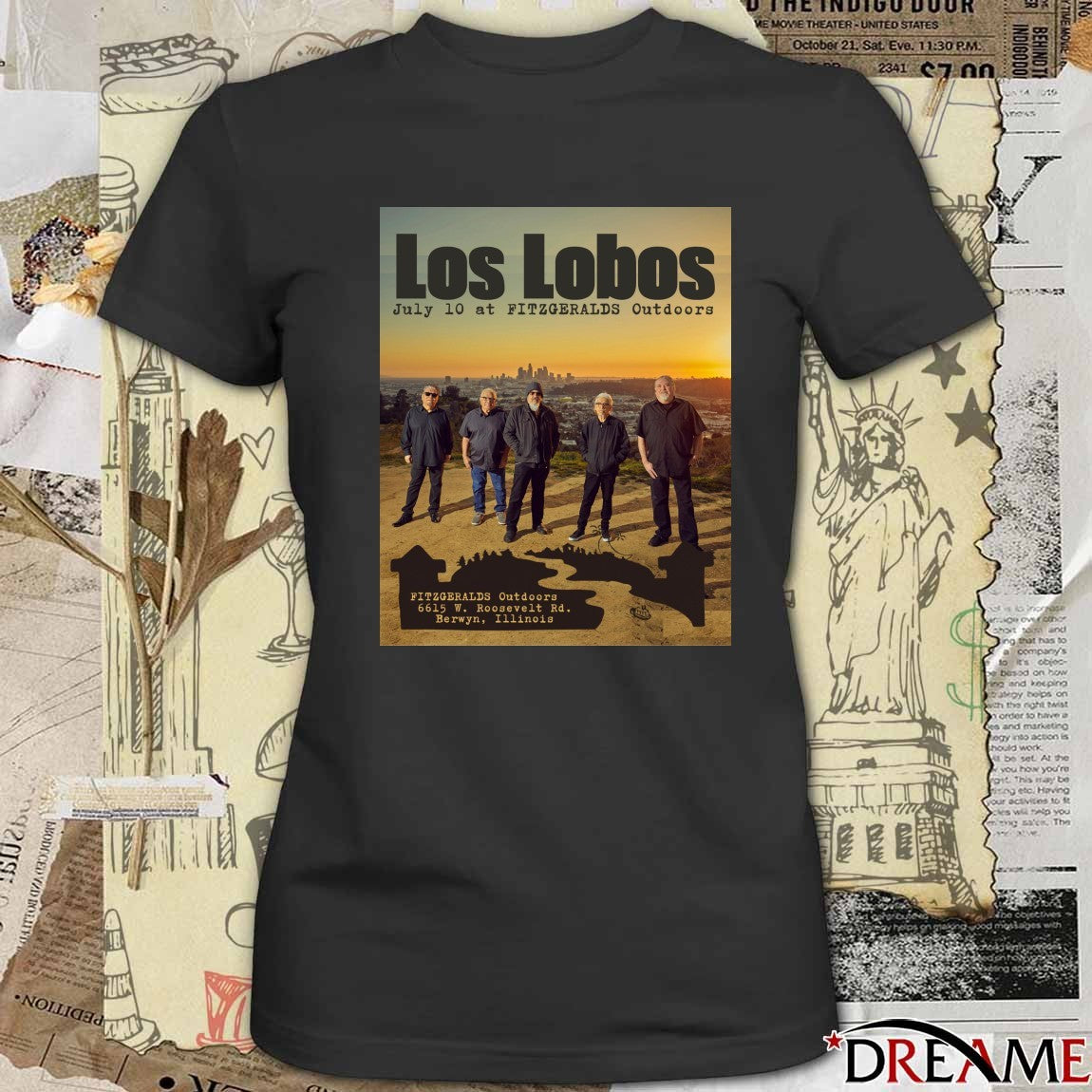 Poster Los Lobos Tour At Fitzgeralds Outdoors Berwyn IL July 10 2026 t-shirt