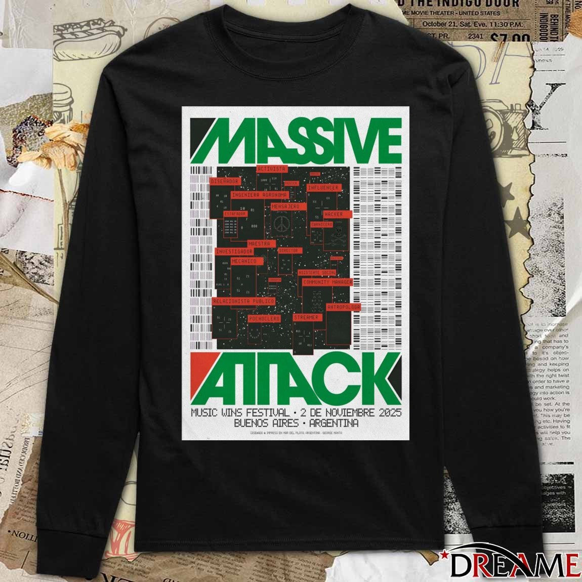Poster Massive Attack Music Wins Festival On November 2 2025 Buenos Aires Argentina t-shirt