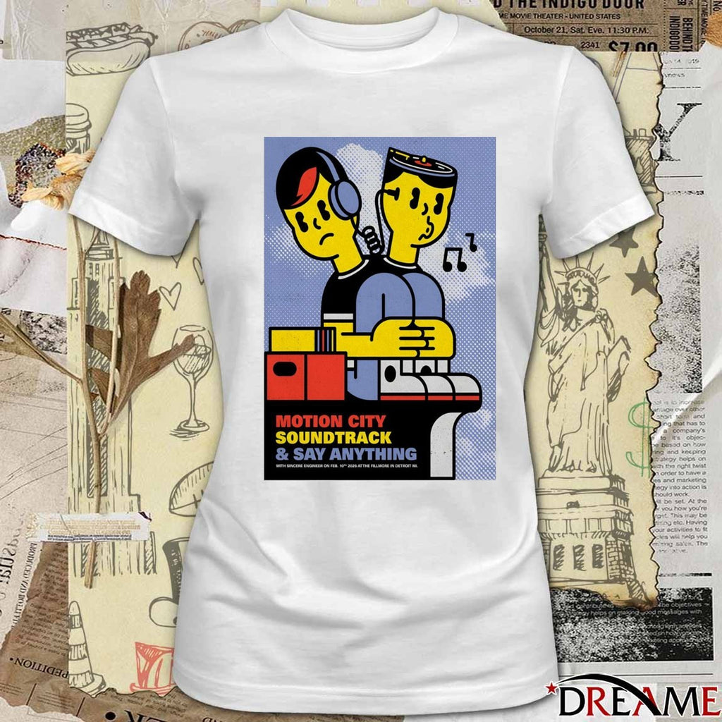 Poster Motion City Soundtrack And Say Anything Tour Detroit MI February 10 2026 t-shirt