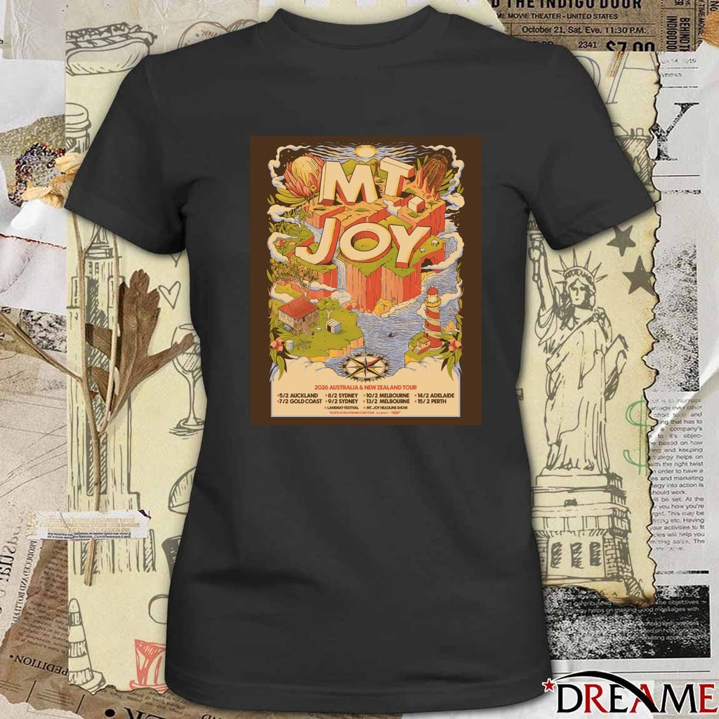 Poster Mt. Joy Tour 2026 Australia and New Zealand February 5 – 15 2026 t-shirt
