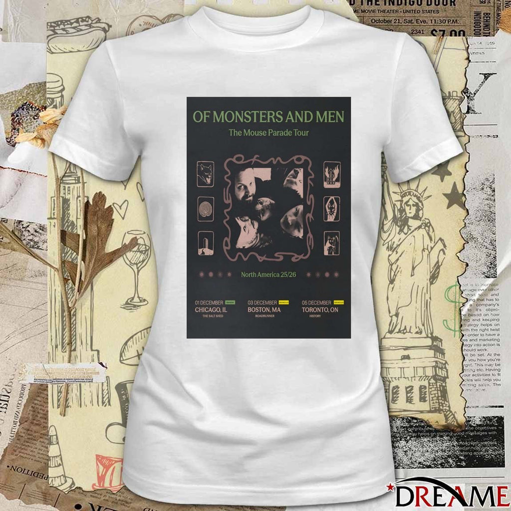 Poster Of Monsters And Men The Mouse Parade 2025 December 1 – 05 Tour North America t-shirt