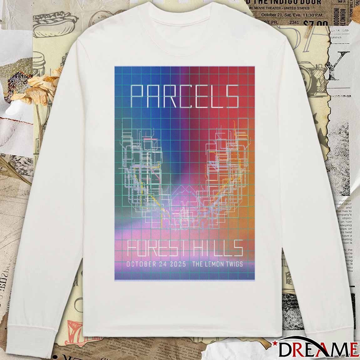 Poster Parcels Forest Hills Stadium in Forest Hills NY October 24 2025 The Lemon Twigs t-shirt