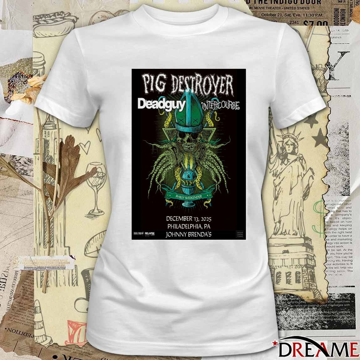 Poster Pig Destroyer December 13 2025 Philadelphia, PA Johnny Brenda’s t-shirt