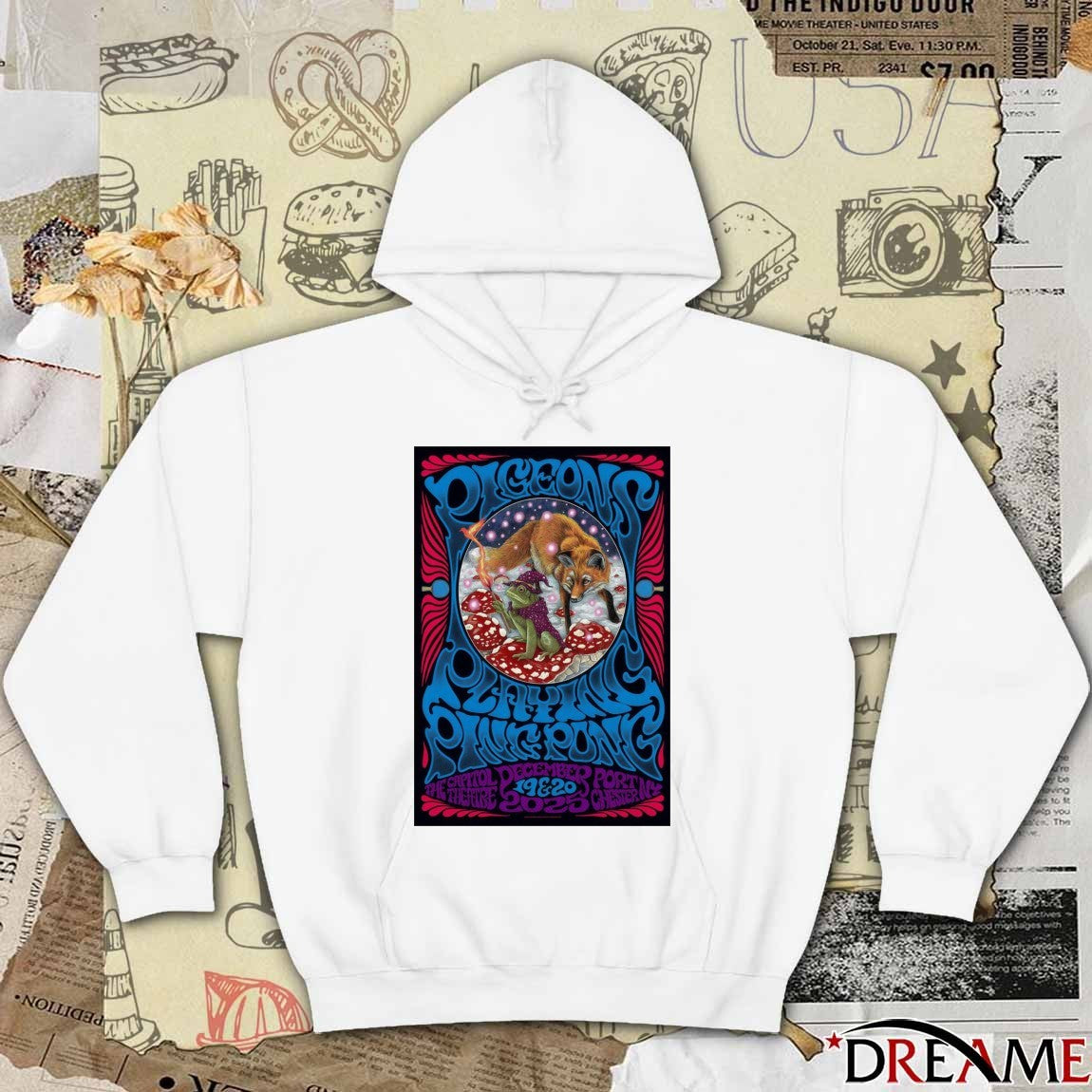 Poster Pigeons Playing Ping Pong Event Port Chester NY December 19-20 2025 t-shirt