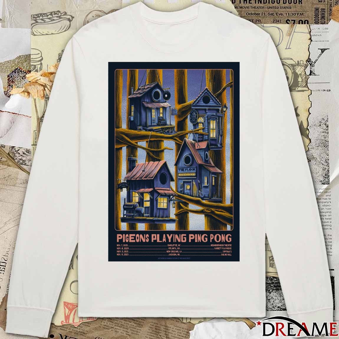 Poster Pigeons Playing Ping Pong November 7 – 11 2025 Tour t-shirt