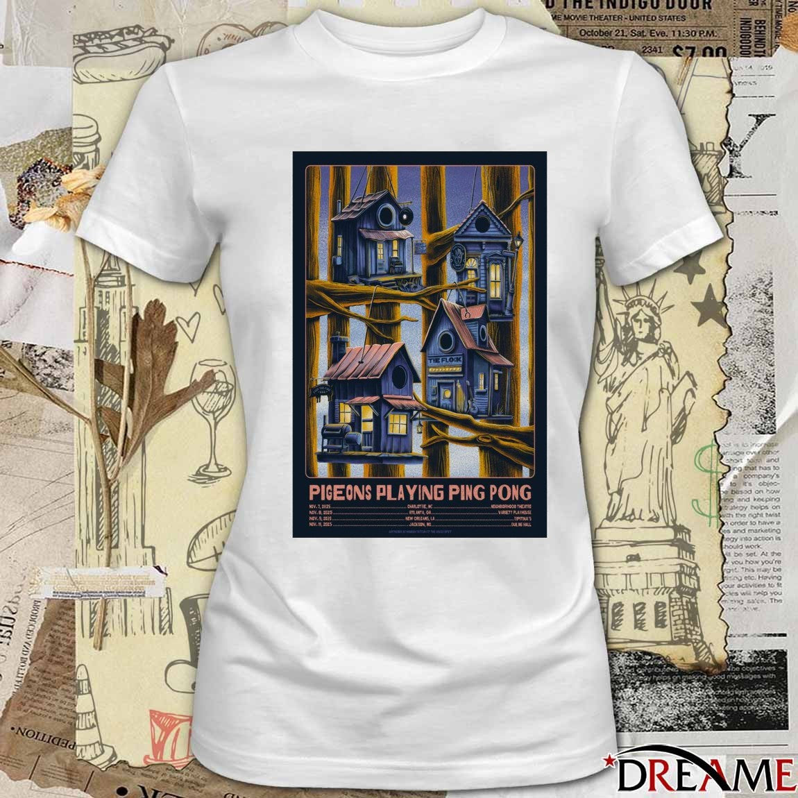 Poster Pigeons Playing Ping Pong November 7 – 11 2025 Tour t-shirt