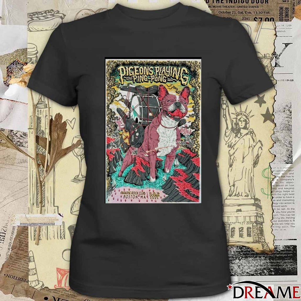 Poster Pigeons Playing Ping Pong October 24-26 2025 Boston, MA t-shirt