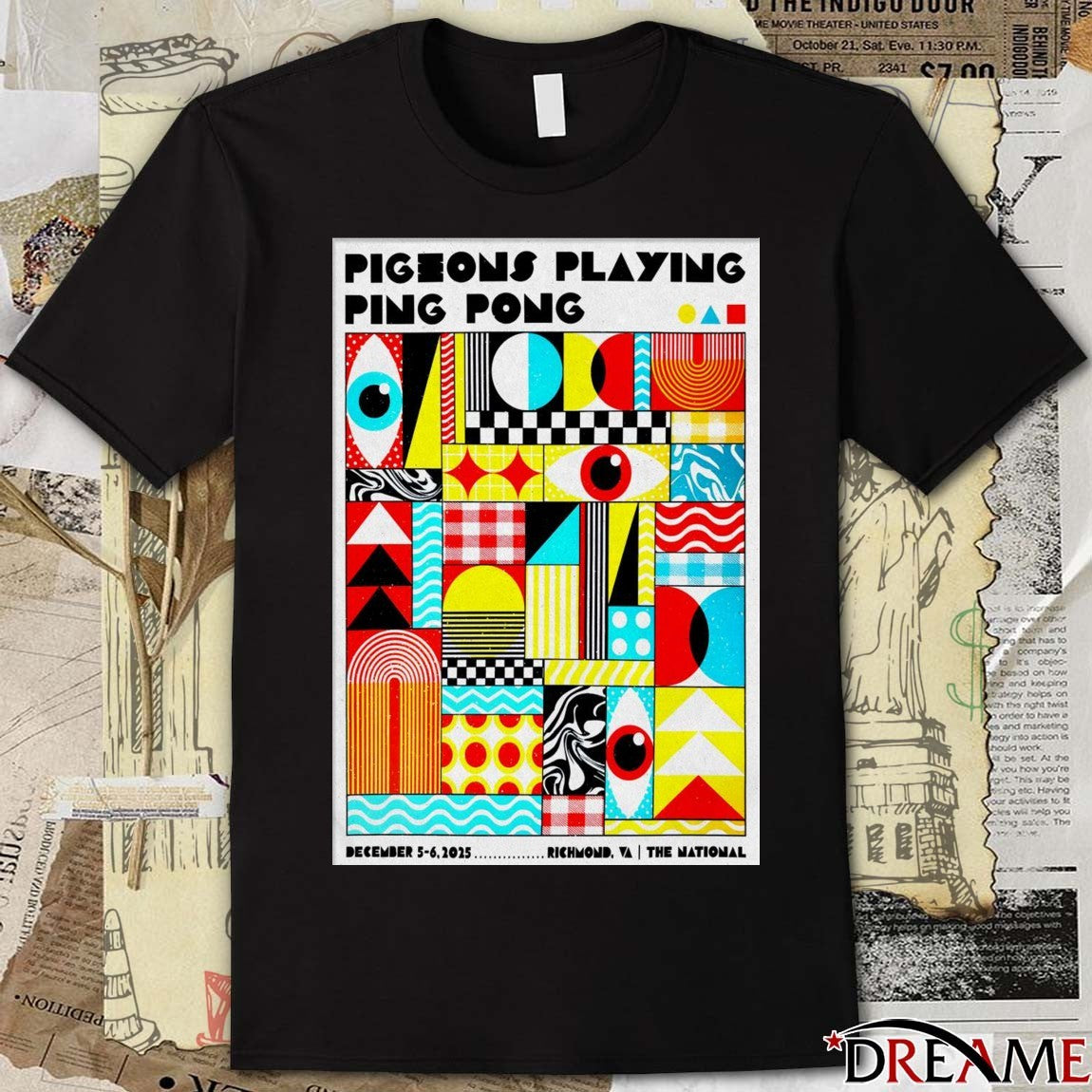Poster Pigeons Playing Ping Pong The National in Richmond VA December 5-6 2025 t-shirt