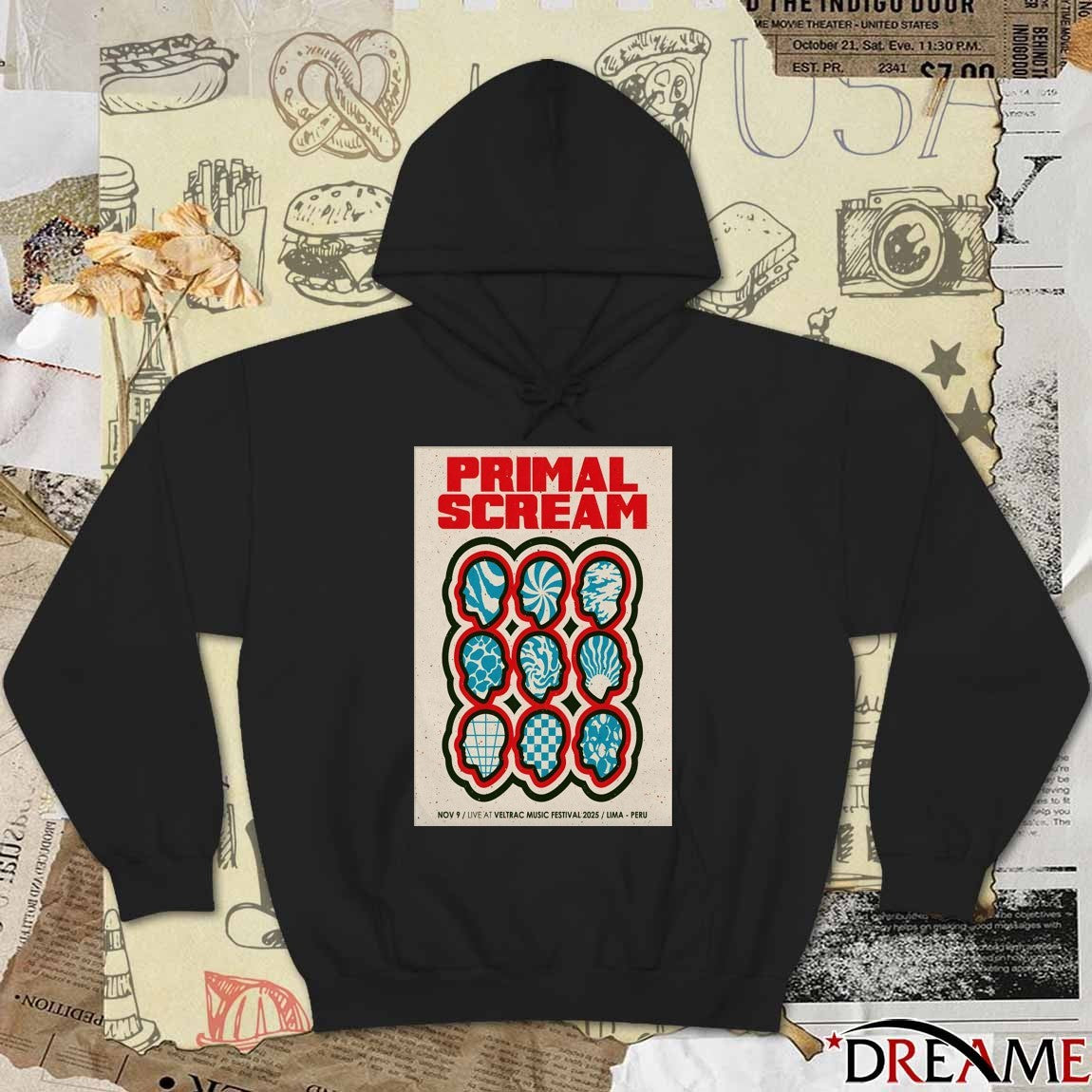Poster Primal Scream Live At Veltrac Music Festival Lima Peru On November 9 2025 t-shirt