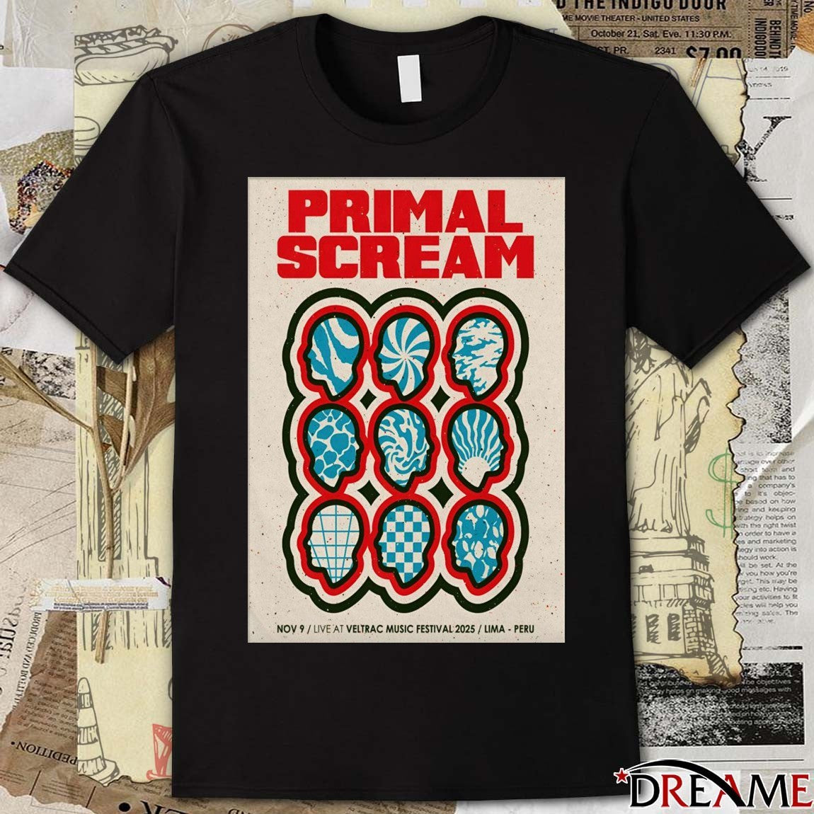 Poster Primal Scream Live At Veltrac Music Festival Lima Peru On November 9 2025 t-shirt