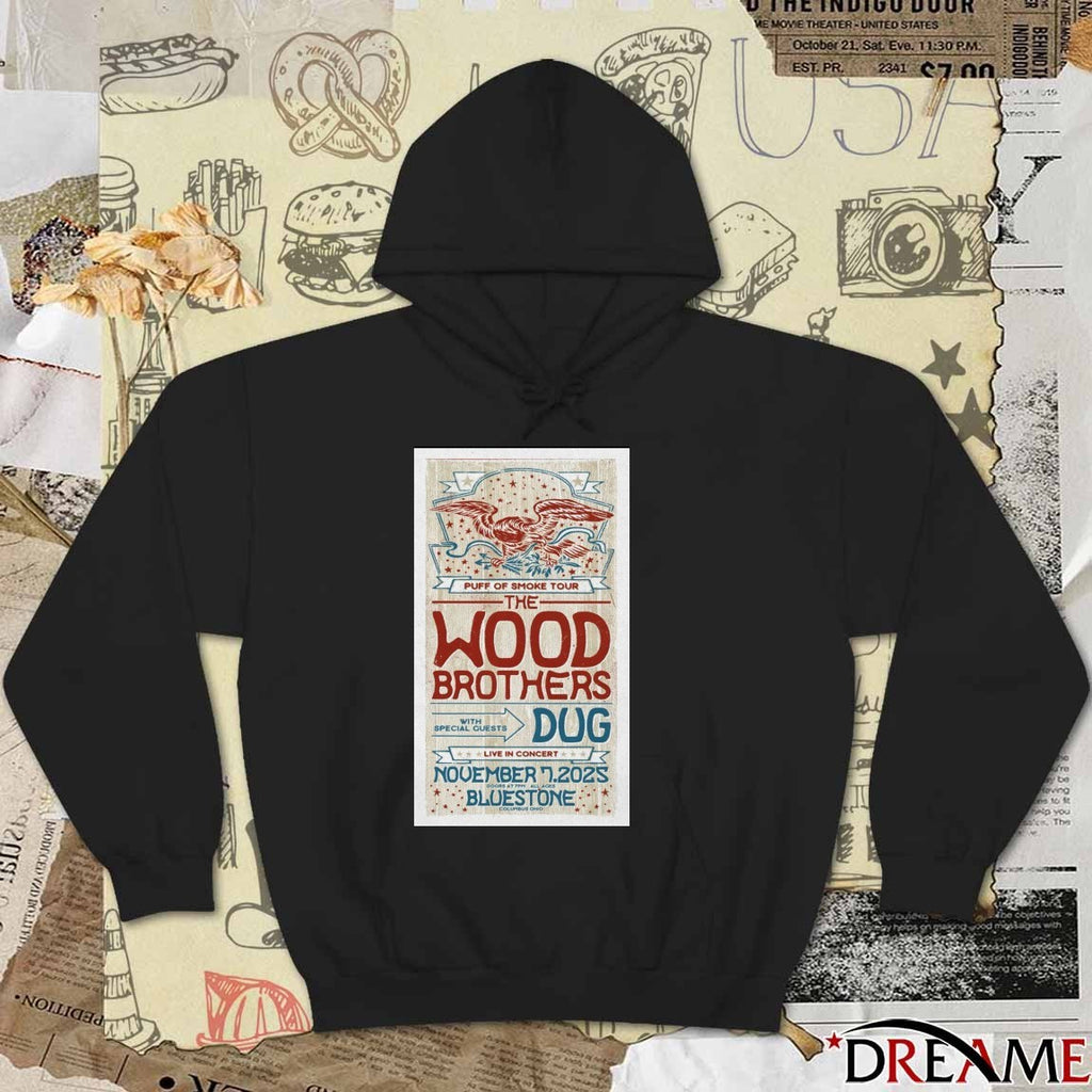 Poster Puff Of Smoke Tour The Wood Brothers Live In Concert November 7 2025 Columbus OH t-shirt