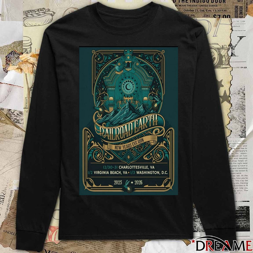 Poster Railroad Earth Charlottesville NYE December 30-31 2025 t-shirt