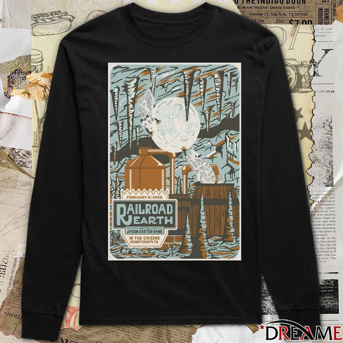 Poster Railroad Earth In The Caverns Grundy County TN February 21 2026 t-shirt