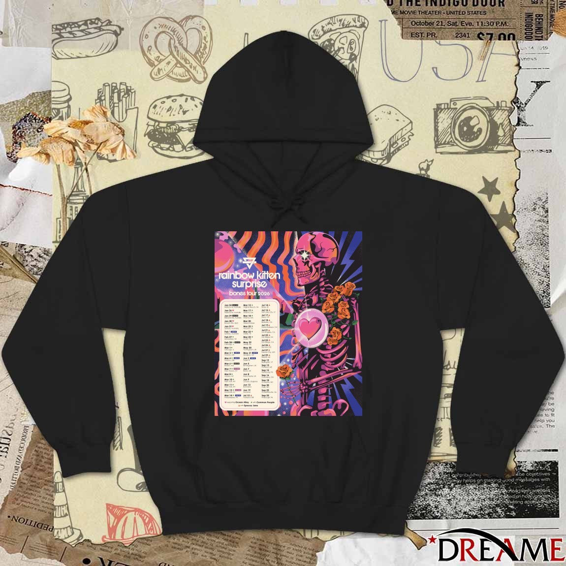 Poster Rainbow Kitten Surprise 2026 Bones Tour t-shirt