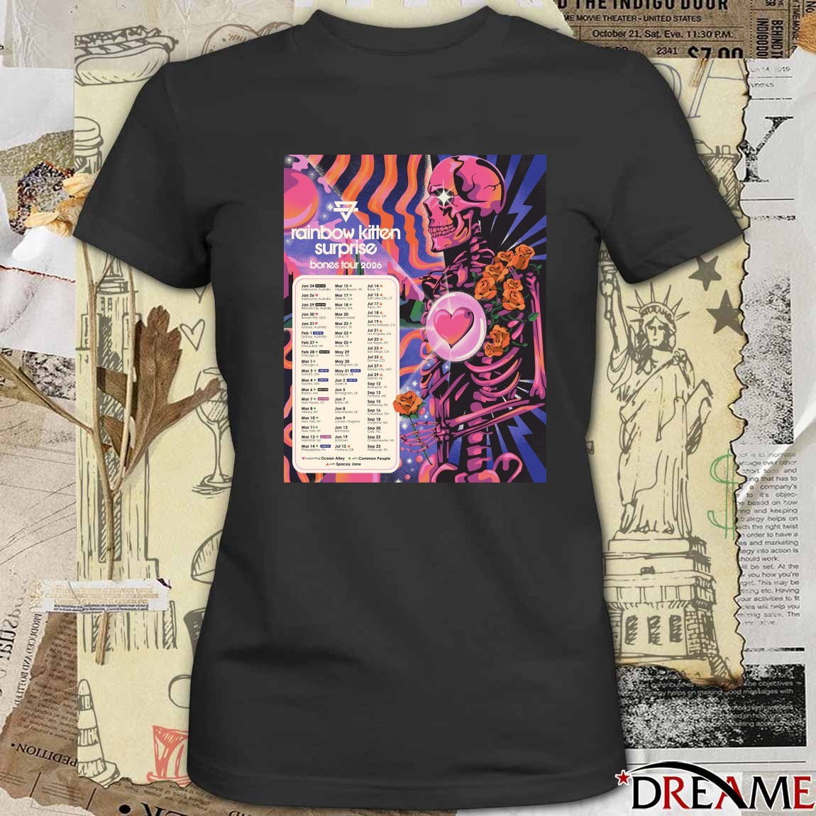 Poster Rainbow Kitten Surprise 2026 Bones Tour t-shirt