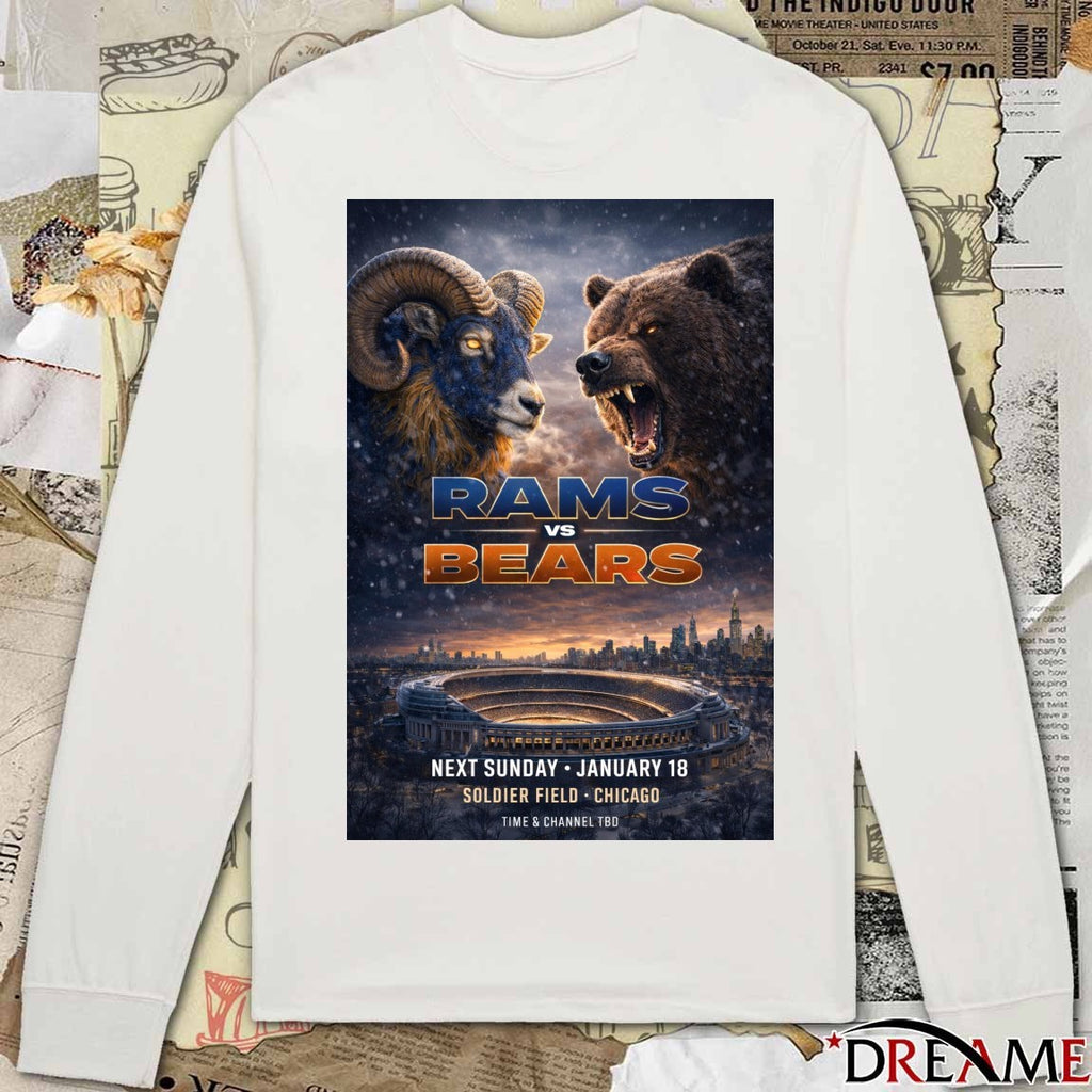 Poster Rams vs. Bears Chicago January 18 2026 Soldier Field Chicago t-shirt