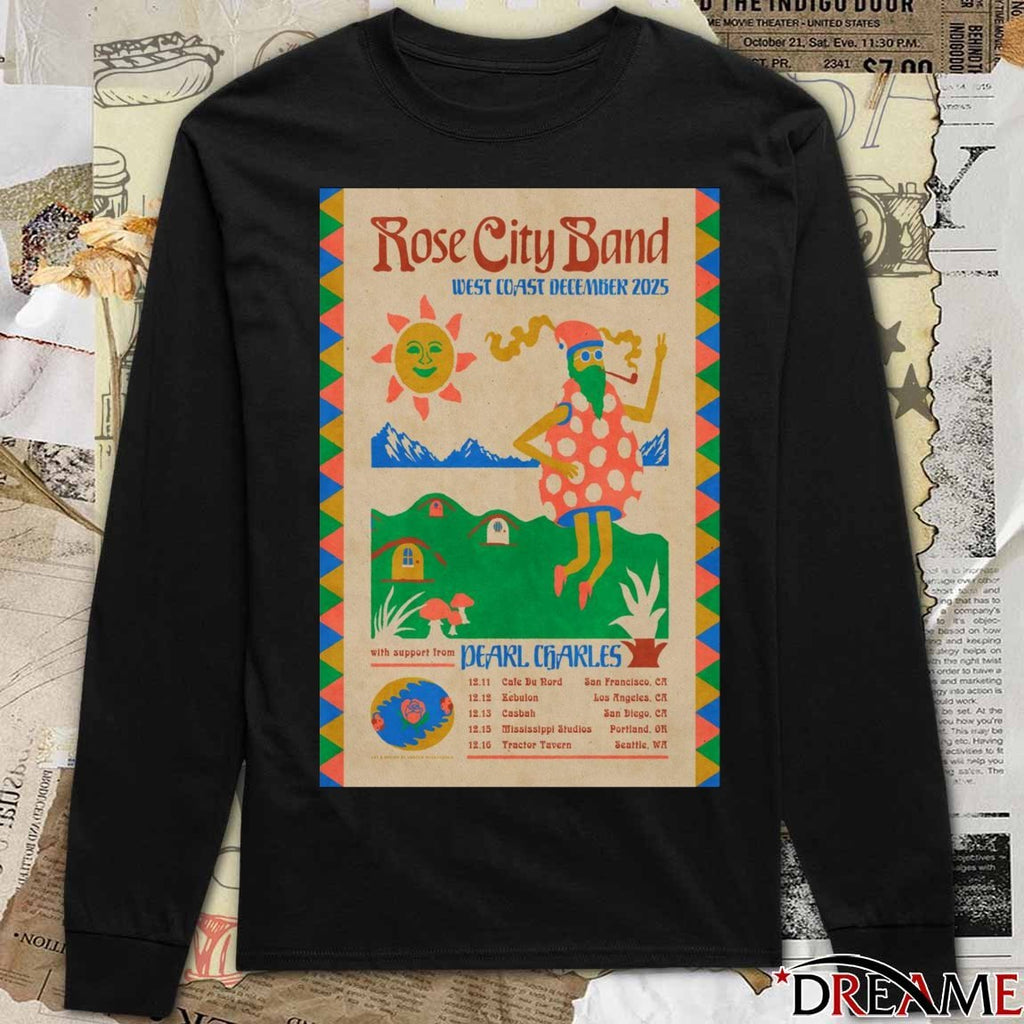 Poster Rose City Band 2025 West Coast December Tour t-shirt