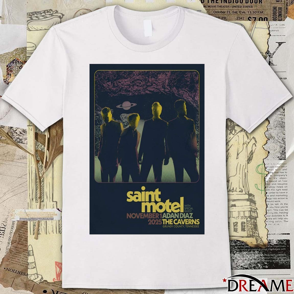 Poster Saint Motel Adan Diaz At The Caverns On November 1 2025 Grundy County TN t-shirt