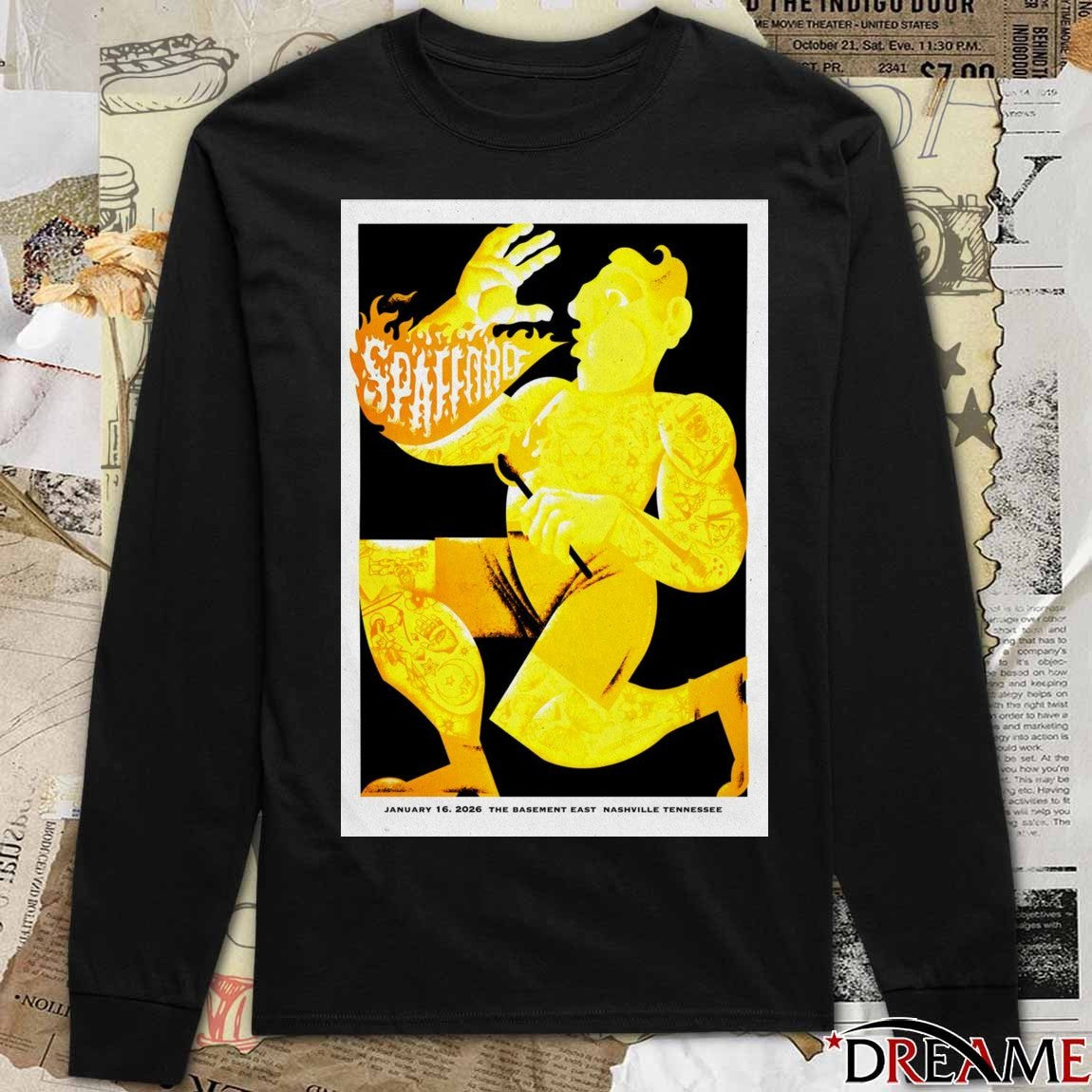 Poster Spafford Tour The Basemant East Nashville TN January 16 2026 t-shirt