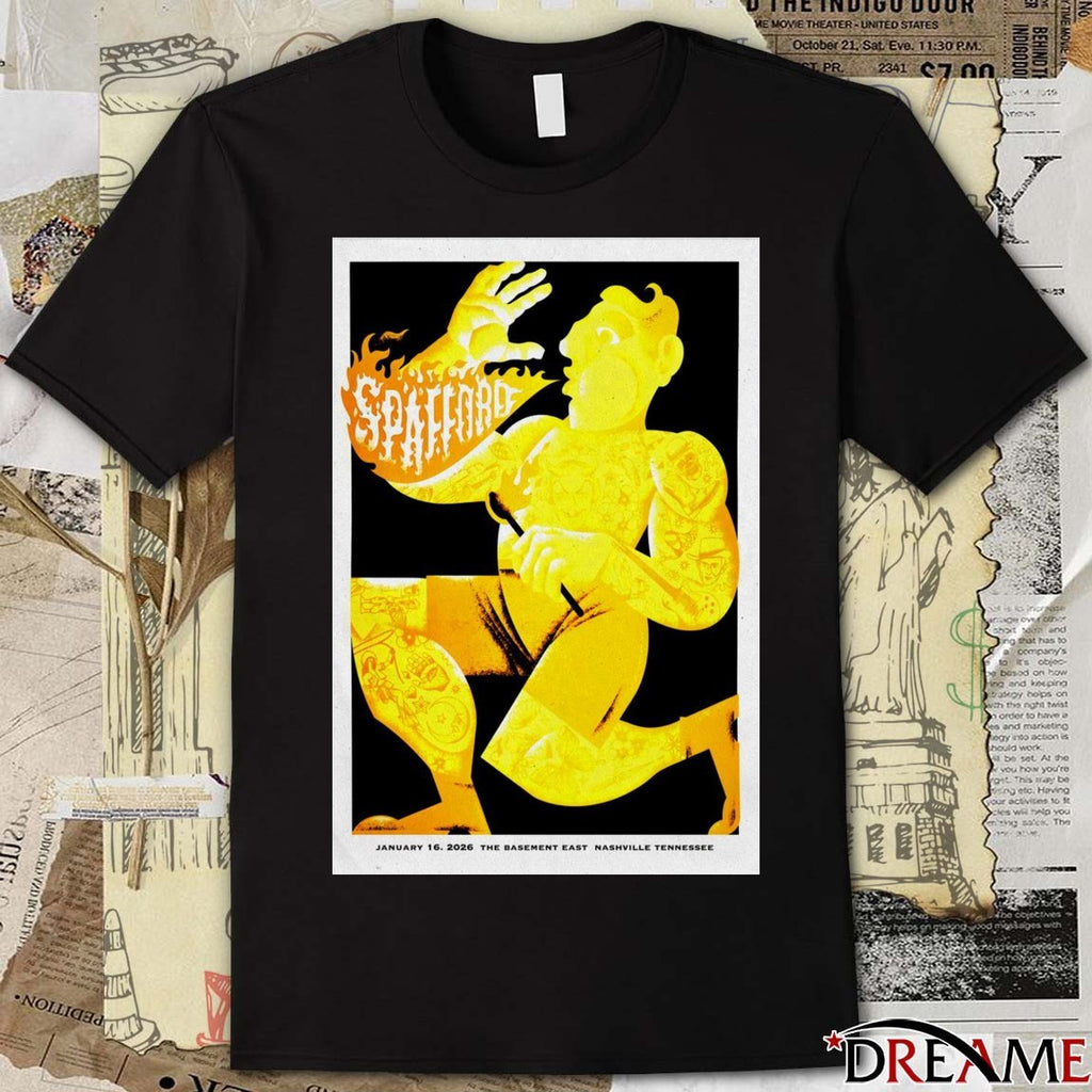 Poster Spafford Tour The Basemant East Nashville TN January 16 2026 t-shirt
