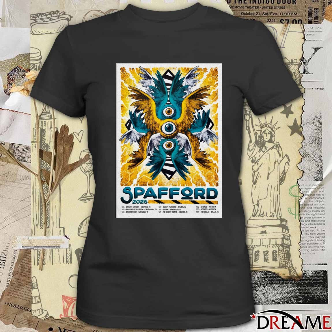 Poster Spafford Winter January 14-24 2026 Tour t-shirt