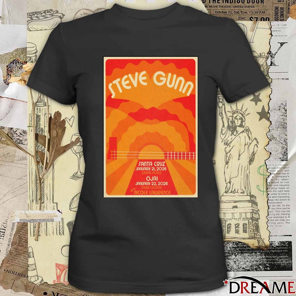 Poster Steve Gunn California 2026 January 21 – 22 Tour t-shirt