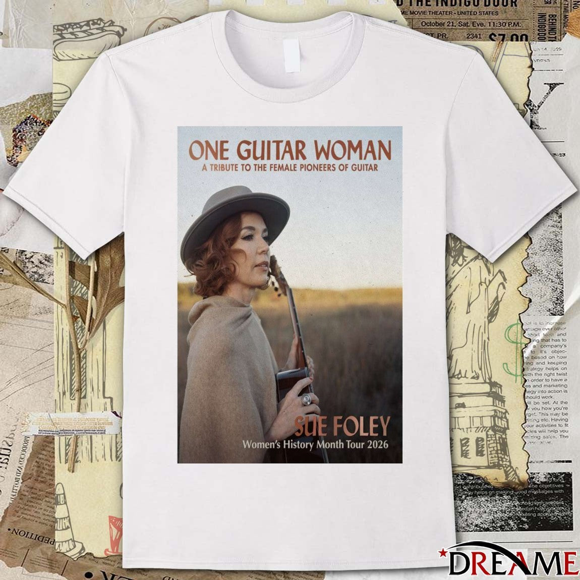 Poster Sue Foley One Guitar Woman Women’s History Month Tour 2026 t-shirt