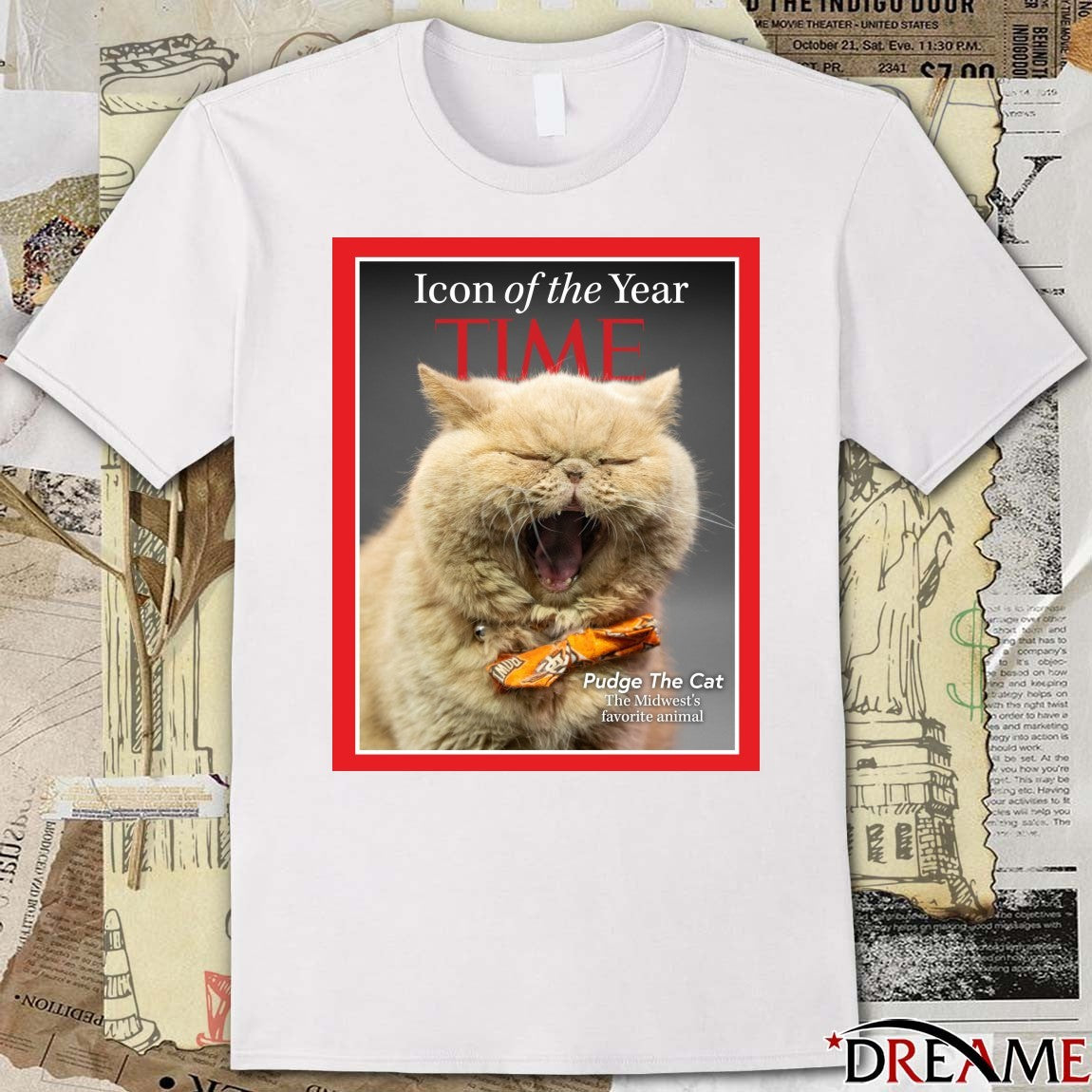 Poster TIME Icon Of The Year Pudge The Cat The Midwest’s Favorite Animal t-shirt