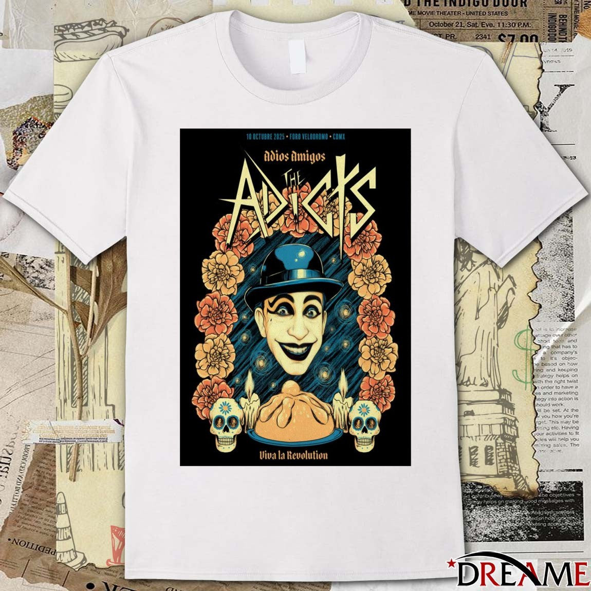 Poster The Adicts October 10 2025 Foro Velodromo CDMX t-shirt