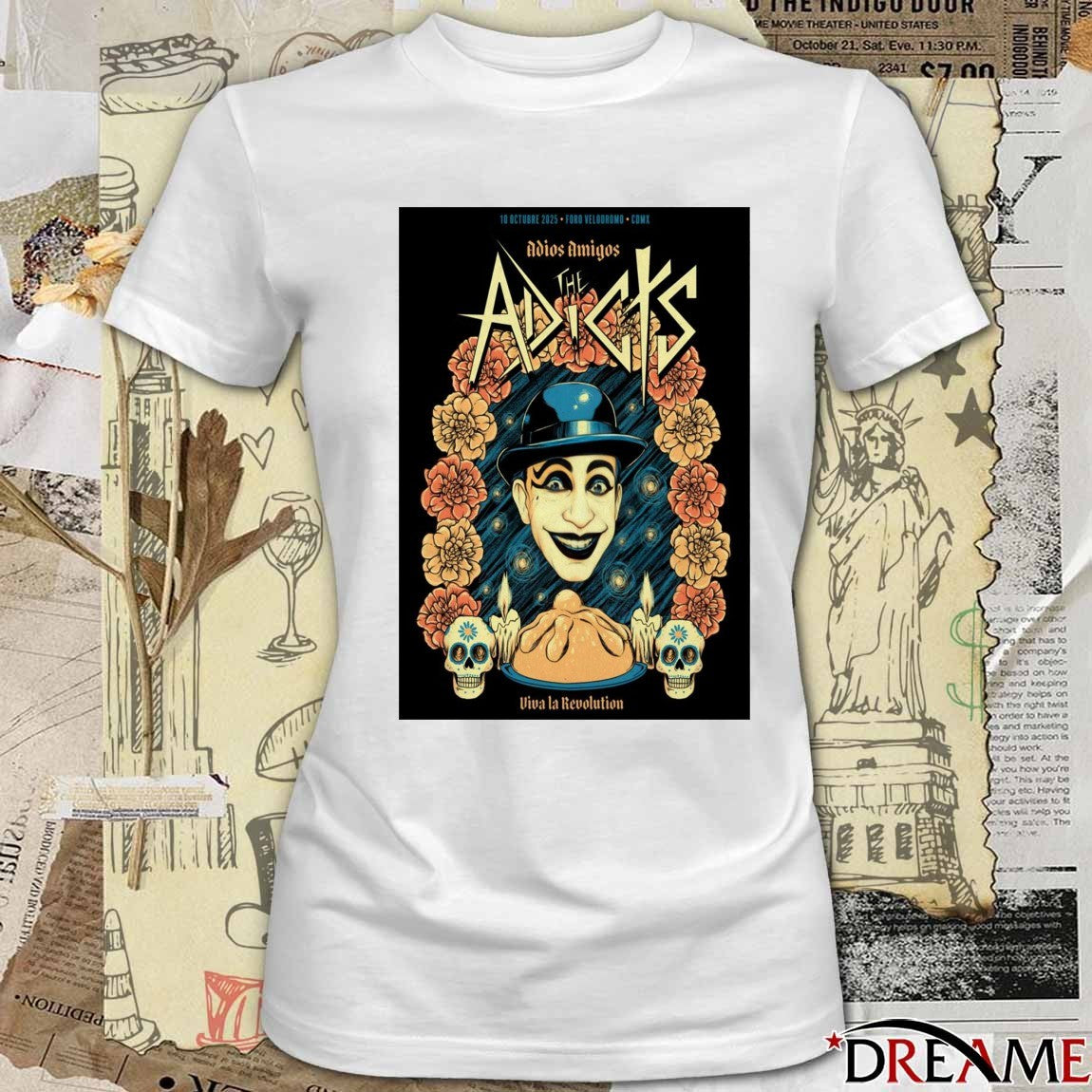 Poster The Adicts October 10 2025 Foro Velodromo CDMX t-shirt