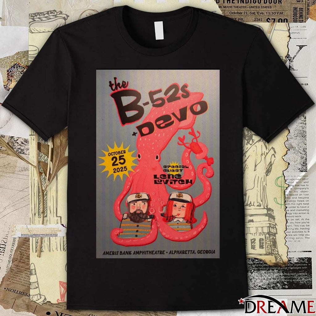 Poster The B-52s and Devo October 25 2025 Ameris Bank Amphitheatre Alpharetta GA t-shirt