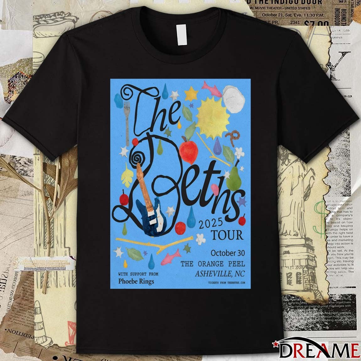Poster The Beths 2025 Tour The Orange Peel Asheville NC October 30 2025 t-shirt