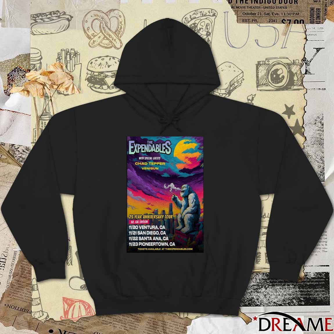 Poster The Expendables 25 Year Anniversary Tour November 20 – 23 2025 t-shirt