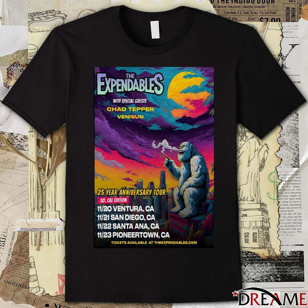 Poster The Expendables 25 Year Anniversary Tour November 20 – 23 2025 t-shirt