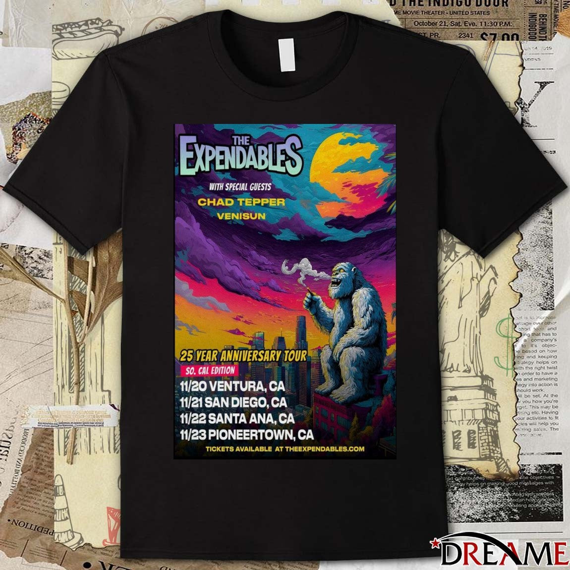 Poster The Expendables 25 Year Anniversary Tour November 20 – 23 2025 t-shirt