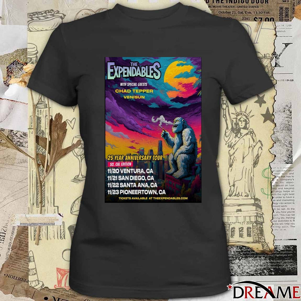 Poster The Expendables 25 Year Anniversary Tour November 20 – 23 2025 t-shirt