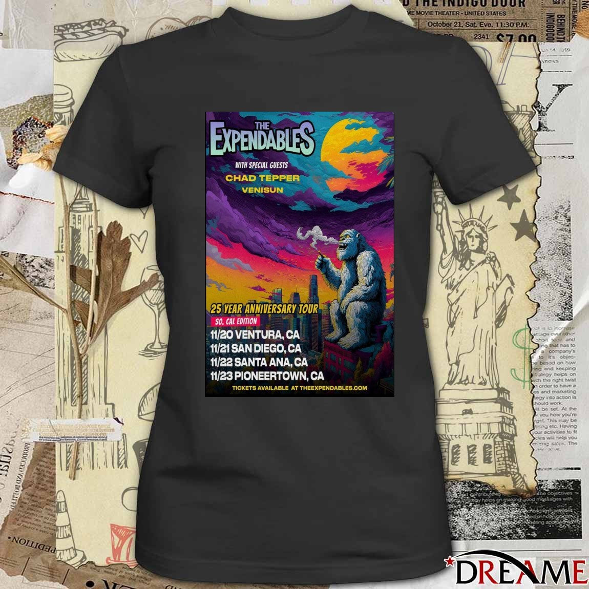 Poster The Expendables 25 Year Anniversary Tour November 20 – 23 2025 t-shirt