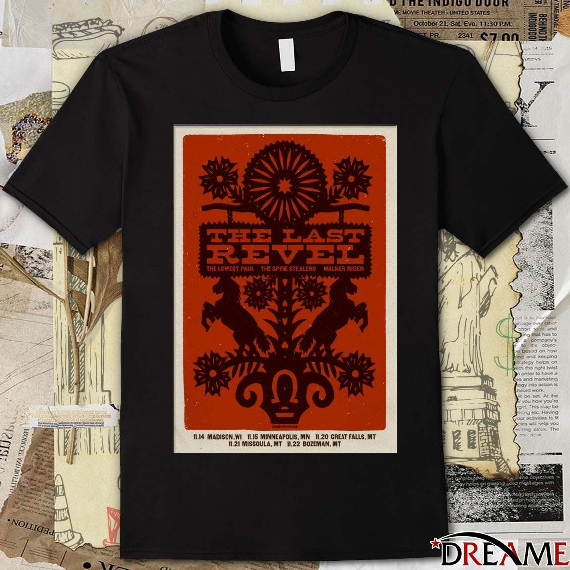 Poster The Last Revel The Lowest Pair The Spine Stealers Walker Rider November 14-22 Tour 2025 t-shirt